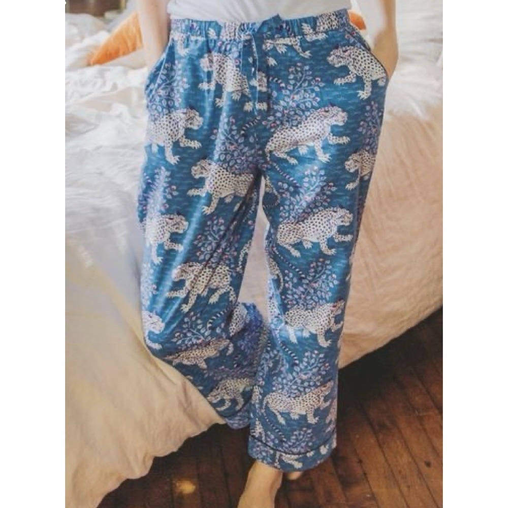 Print Fresh Bagheera Pajama Pants Womens Large Blue Leopard Print Sleepwear